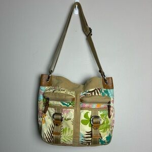 Fossil Multicolor Canvas Shoulder Messenger Bag